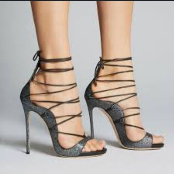 CHARLOTTE RUSSE LACE UP STRAPPY SEY STILETTOS OPEN TOE ANKLE STRAP WOMEN SANDAL - Picture 2 of 14